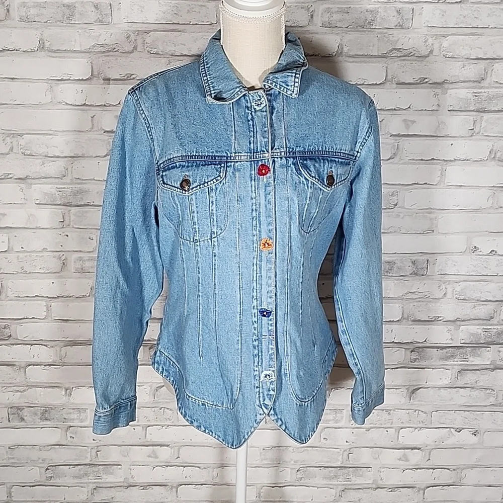 Newport News Vintage Floral Jean Denim Jacket